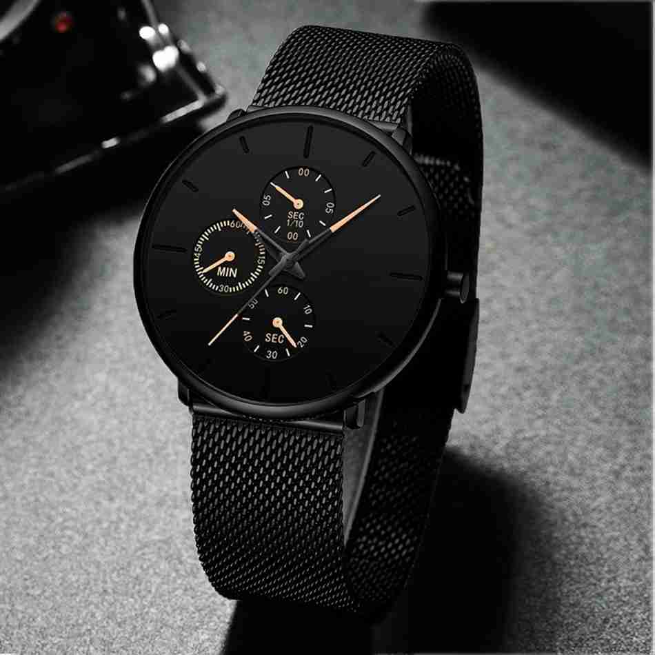 2025 Mens Luxury Watches for Men Business Casual Ultra Thin Clock Male Stainless Steel Mesh Belt Quartz Watch relogio masculino