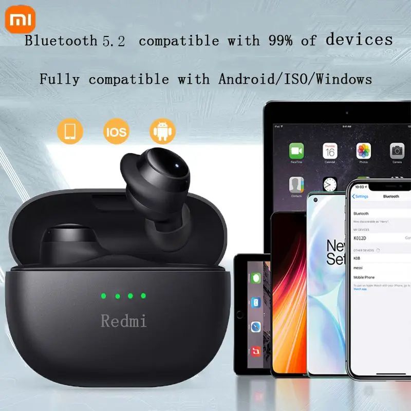 Xiaomi Redmi Bluetooth 5.2 Earbud Type-C In-Ear Headphones with Mini Charging Case Waterproof Sports Headphones